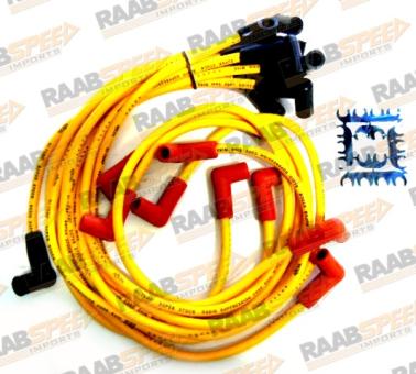 SPARK PLUG WIRE SET 8MM GRAPHITE RFI YELLOW GM V8 (READY FOR USE) 